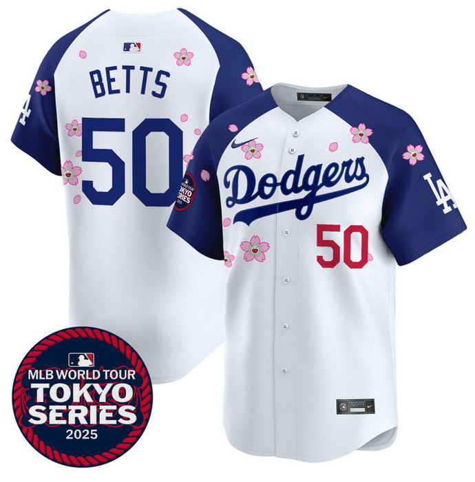 Men Los Angeles Dodgers #50 Betts Tokyo Series 2025 white Limited Stitched Jersey style 2->los angeles dodgers->MLB Jersey